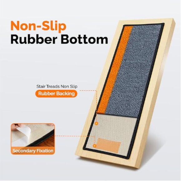 J JIMOO Stair Treads Non Slip for Wooden Steps, 4 PCS 8" X 30" Stair Carpet Run - Picture 2 of 10